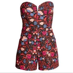 H&M Conscious Strapless Sweet Heart Neckline Floral Print Romper